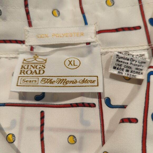 Vintage Sears Kings Road Button Down Shirt Mens XL Golf Novelty All Over Print - Picture 4 of 6